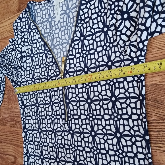 (S) Tacera Geometric Print Loose ¾ Sleeve V Neck Tunic Dress Vacation Summer - Picture 7 of 10